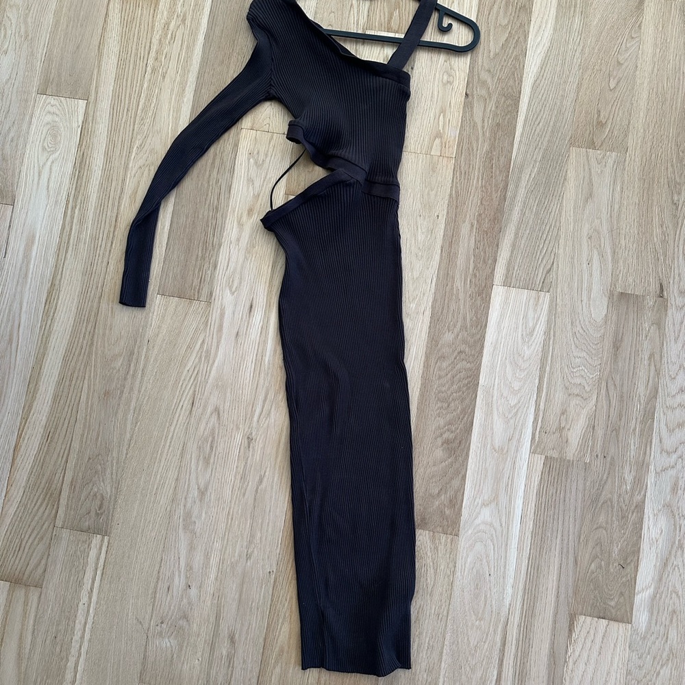 Zara Mocha One Shoulder Midi Dress